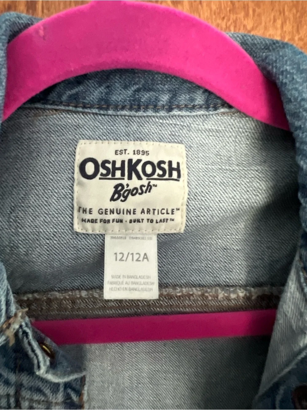 OshKosh B'gosh Kids Medium Wash Denim‎ Jacket Girls 12